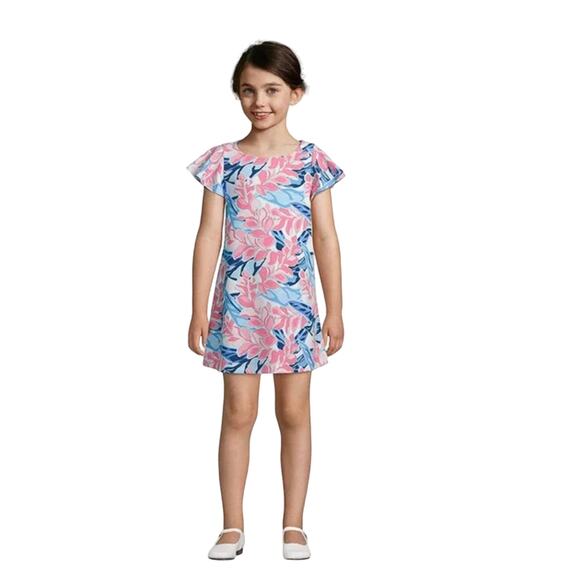 NWT Pappagallo Girls' Pink, Blue &White Floral Flutter Sleeve Dress - L (10/12) - Picture 4 of 10